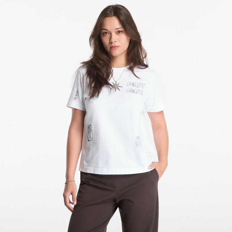 Tričko Samsøe Samsøe Sacamino Ss T-Shirt White Scribbles S