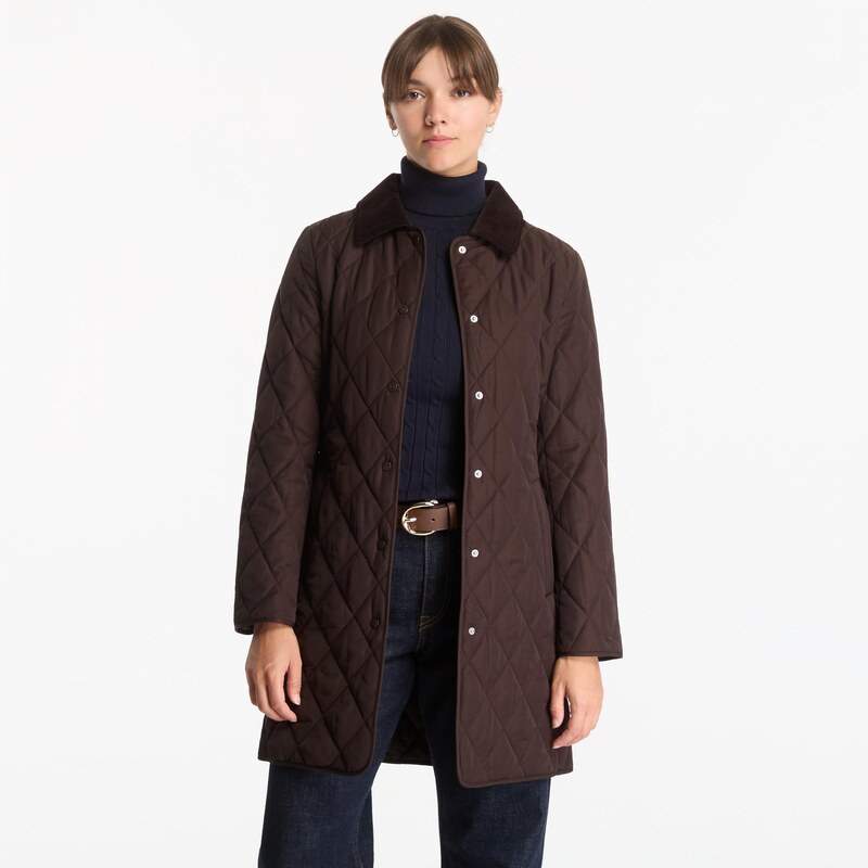 Kabát Gant Fitted Quilted Coat Deep Brown S