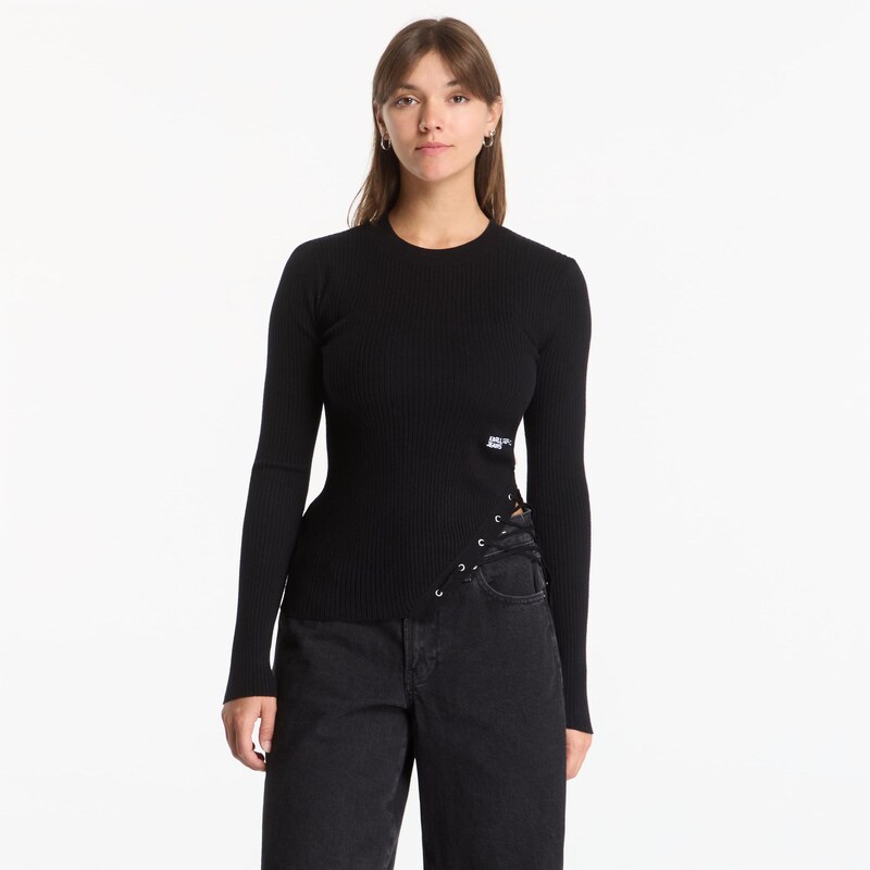 Svetr Karl Lagerfeld Jeans Ls Knitted Sweater Black XS