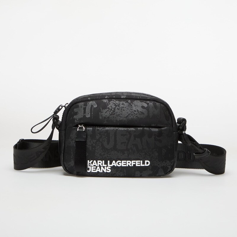 Kabelka Karl Lagerfeld Jeans Nylon Camera Bag Aop Aop Logo-Black