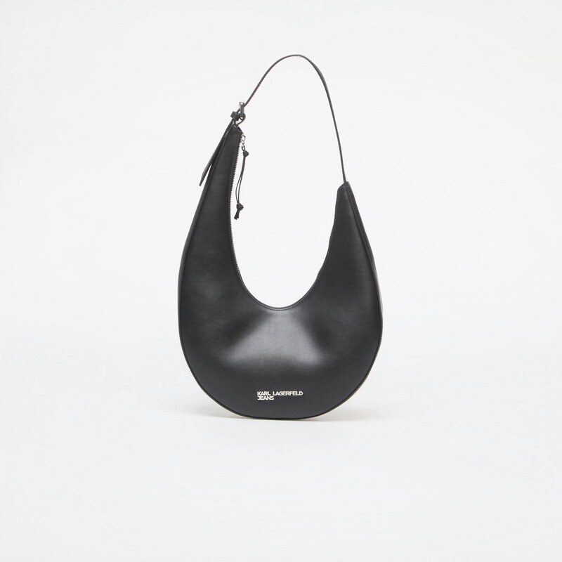 Kabelka Karl Lagerfeld Jeans Rounded Leather Hobo Black