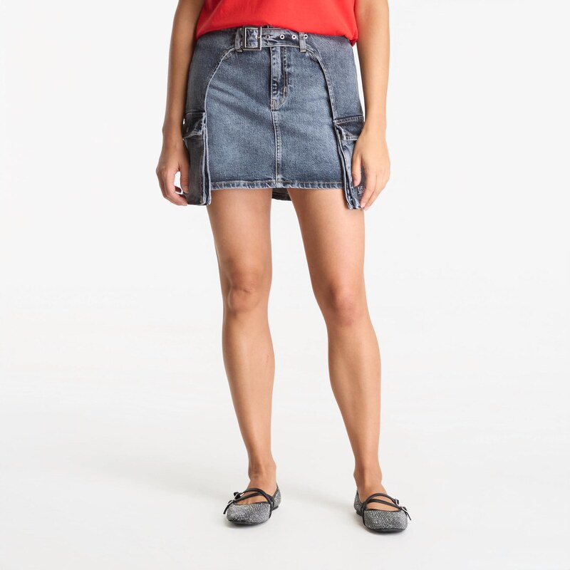 Sukně Karl Lagerfeld Jeans Buckle Denim Mini Skirt Soft Tinted