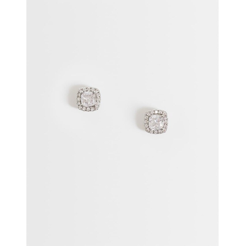 ASOS DESIGN crystal stud earrings in silver