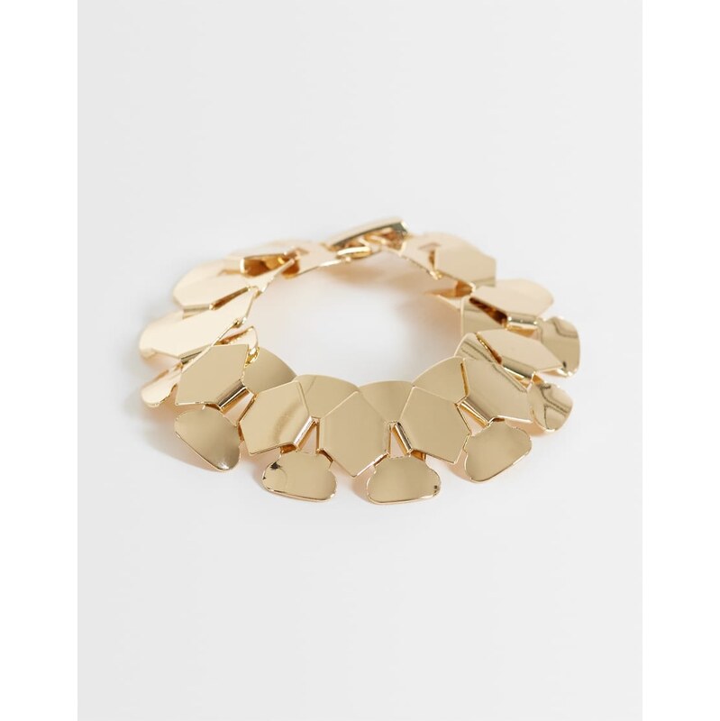 ASOS DESIGN bracelet with watch-strap chain links in gold tone