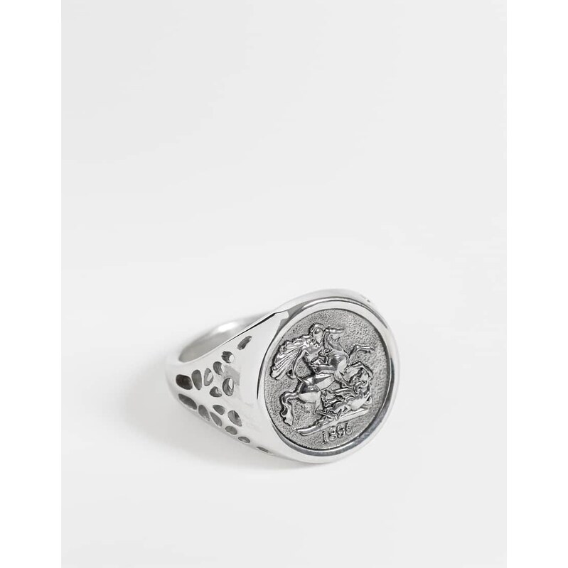 ASOS DESIGN waterproof stainless steel st chris signet ring in