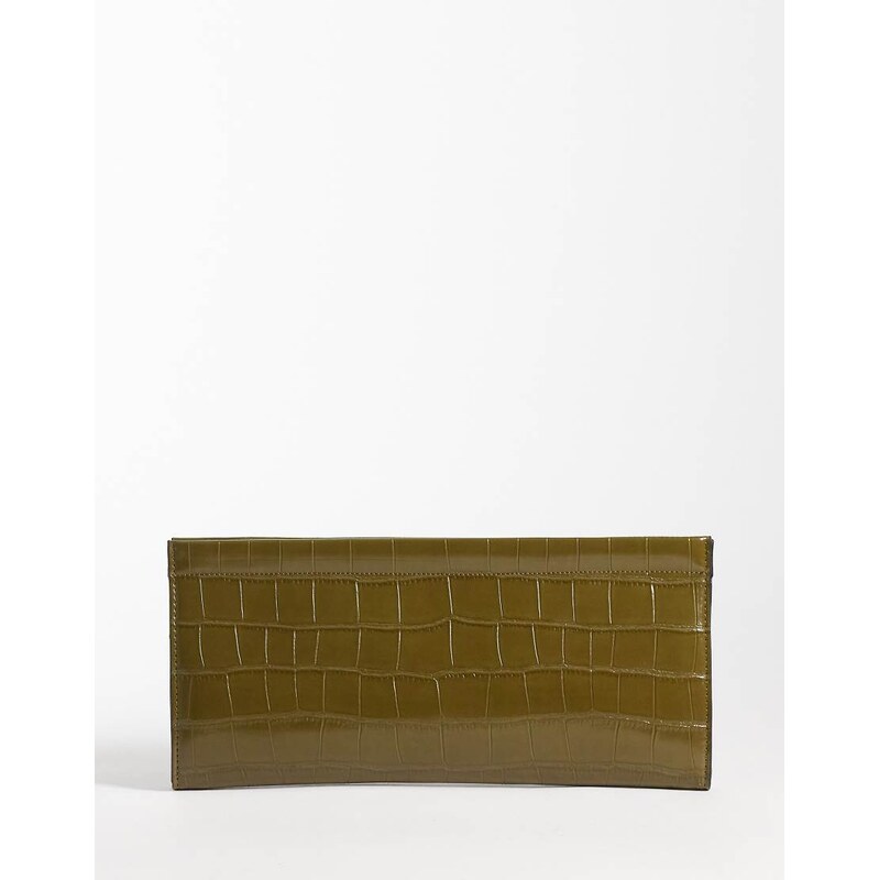 ASOS DESIGN pancake clutch bag in olive green