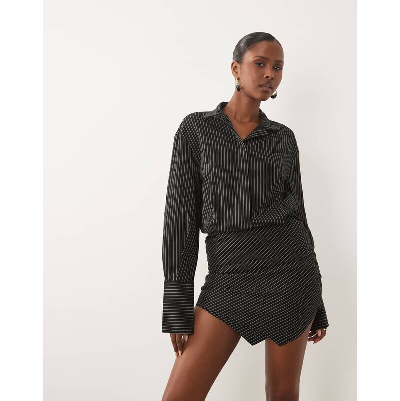 Noughts & Kisses cotton rich button up asymmetric hem deep cuff