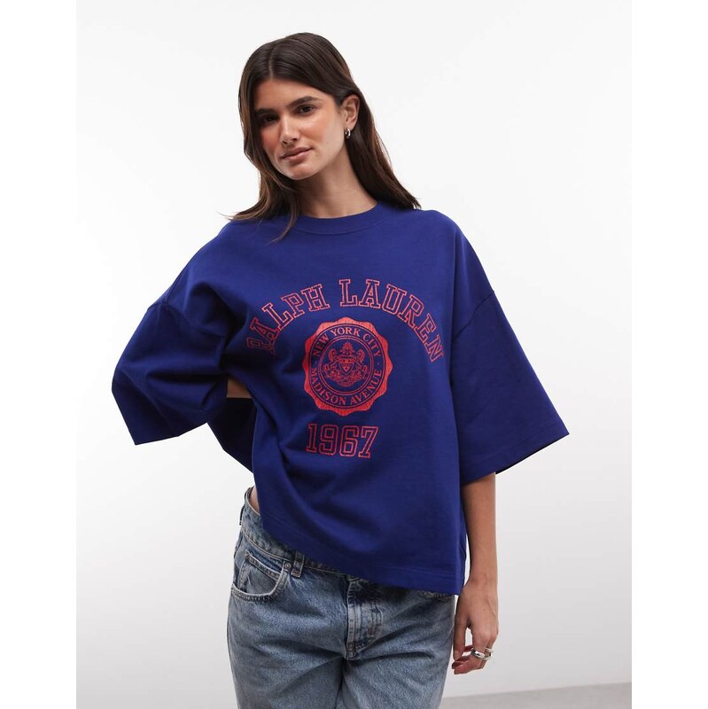 Polo Ralph Lauren varsity crest t-shirt in blue
