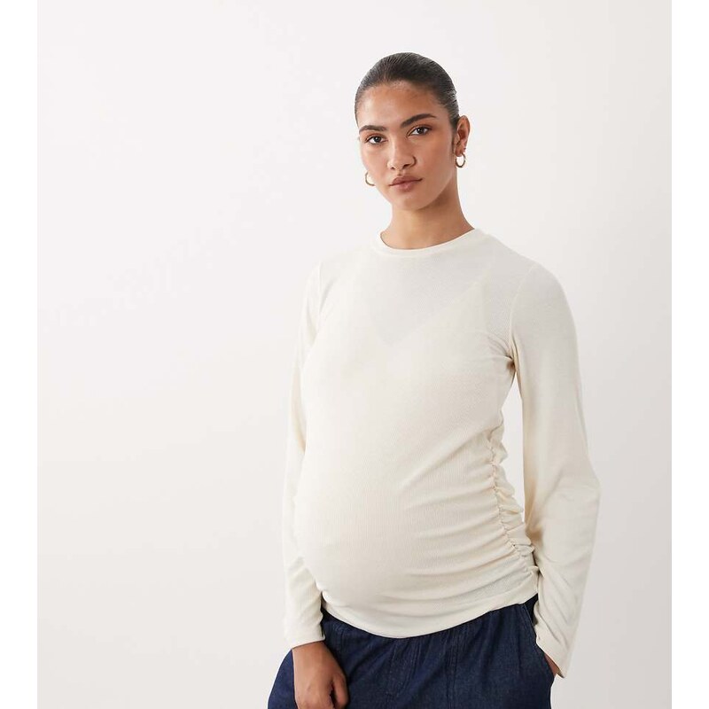 Mama.licious Mamalicious Maternity long sleeve ruched detail t