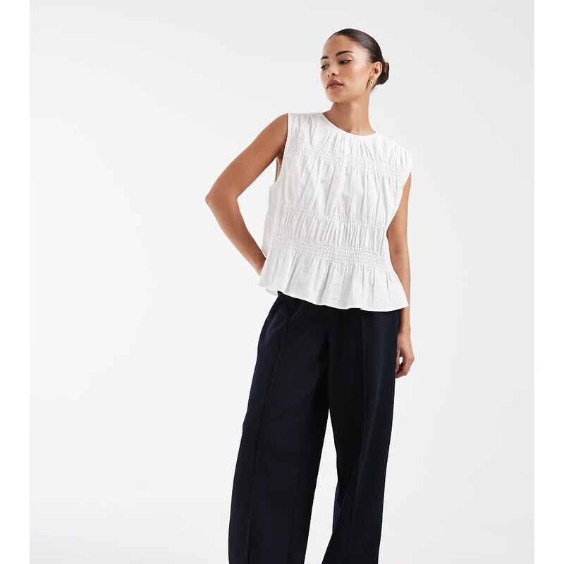 ONLY Petite wide leg trouser in navy