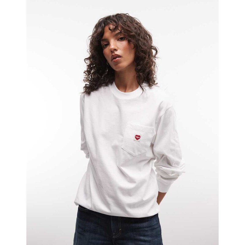 Carhartt WIP Pocket Small Heart long sleeve t-shirt in white