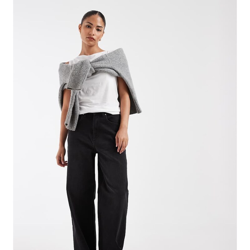 ONLY Petite Hannah extra high waist wide leg jeans in washed