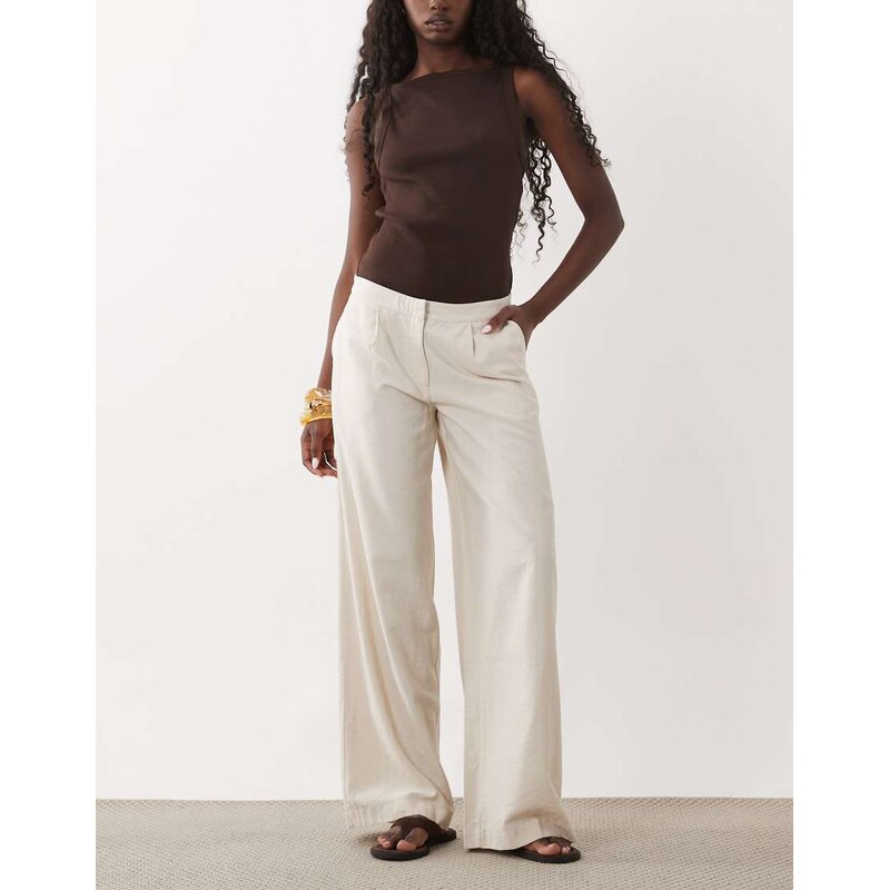 Mango Teen straight trouser in beige-Neutral