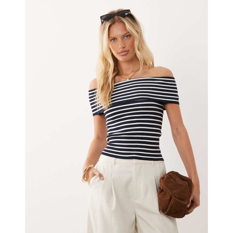 Mango Teen short sleeve top in navy stripe