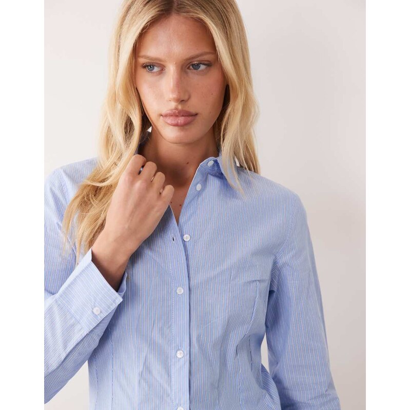Mango Teen cinched waist shirt in blue