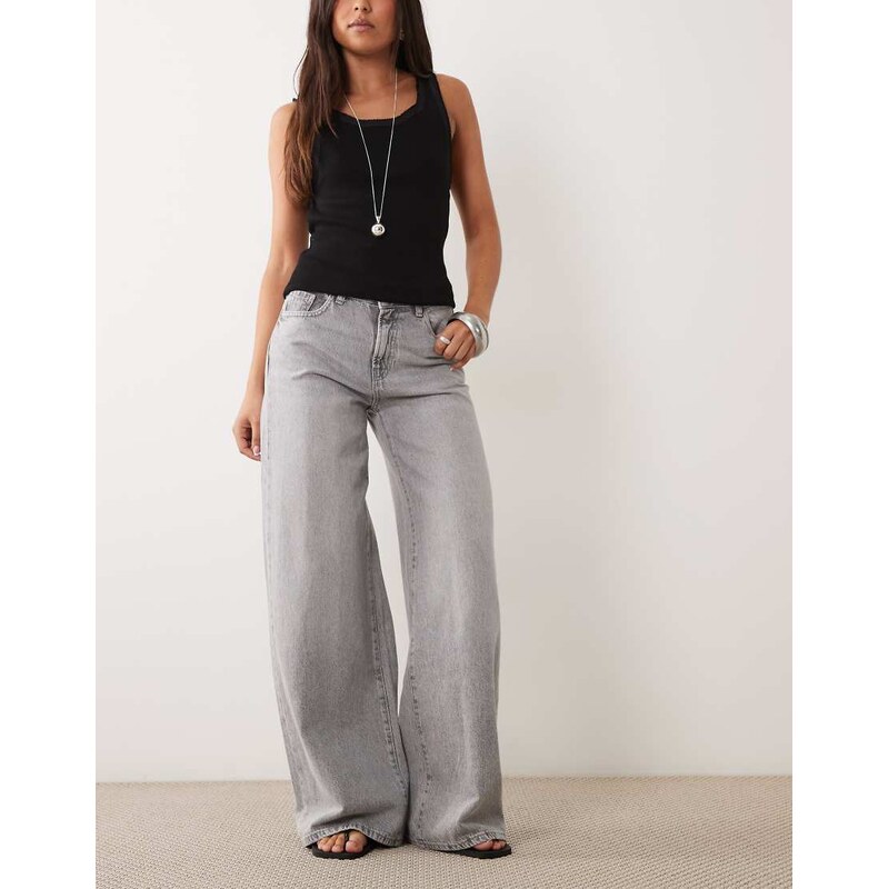 Mango Teen wide leg jean in light grey