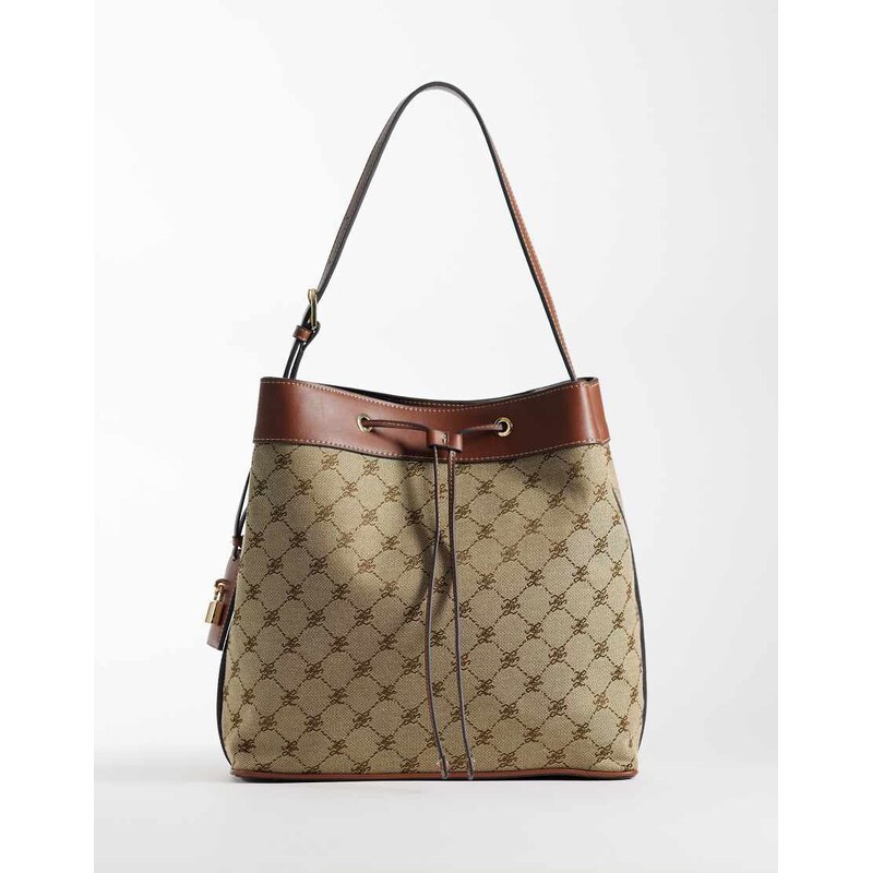 Mango monogram bucket bag in brown
