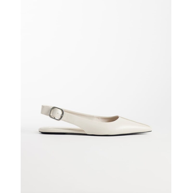 Mango flat slingback shoe in ecru-Neutral