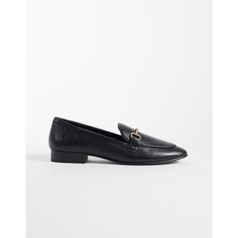 Mango 100% leather snaffle detail loafer in black