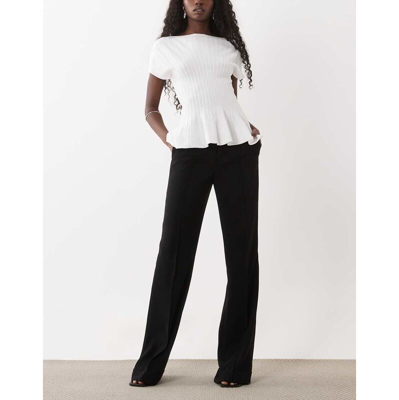 Mango seam front flared trouser in black