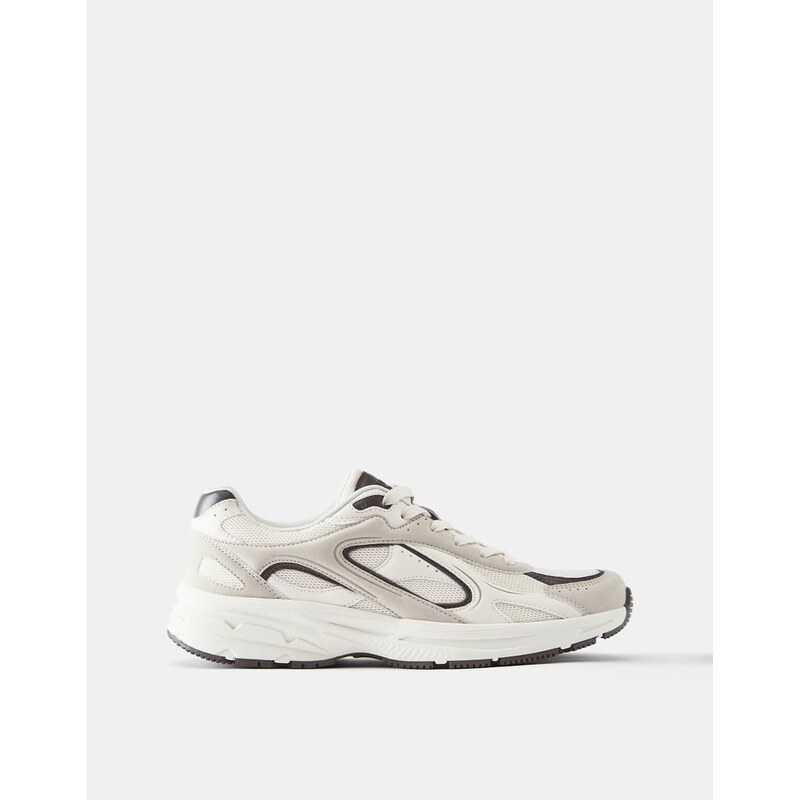 Pull&Bear Multi-panel trainers in ecru-White