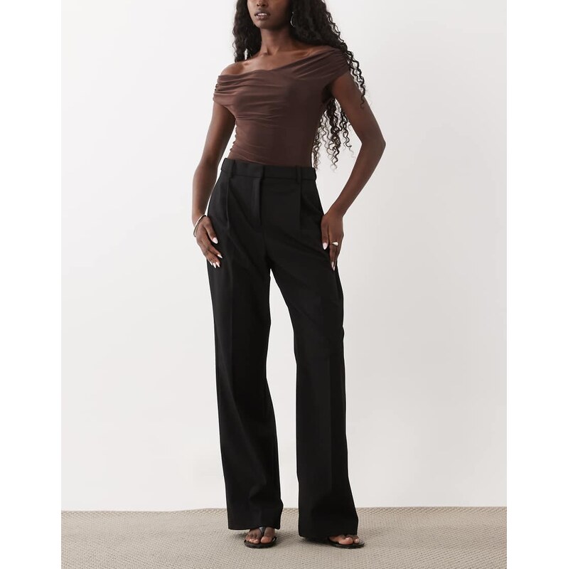 Mango tailored straight trouser in black