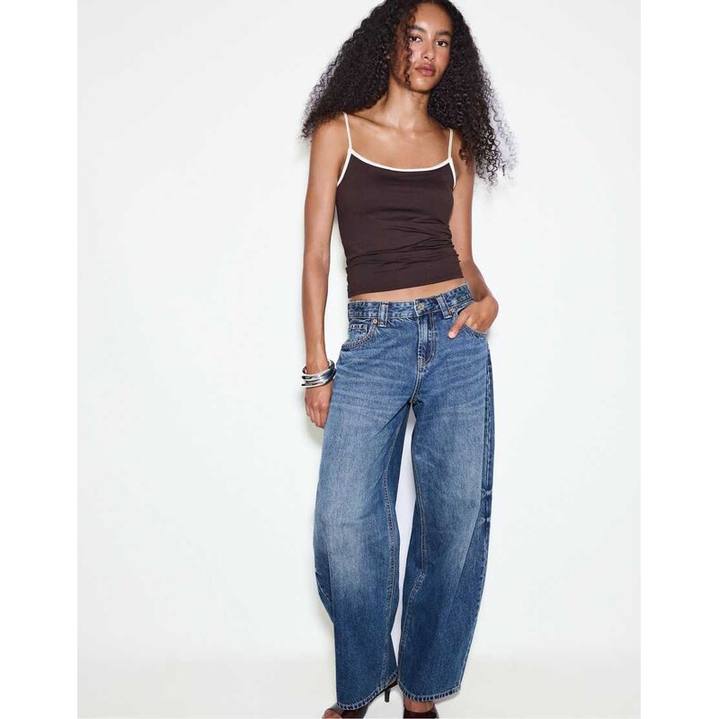 Stradivarius Polyamide spaghetti strap top in brown
