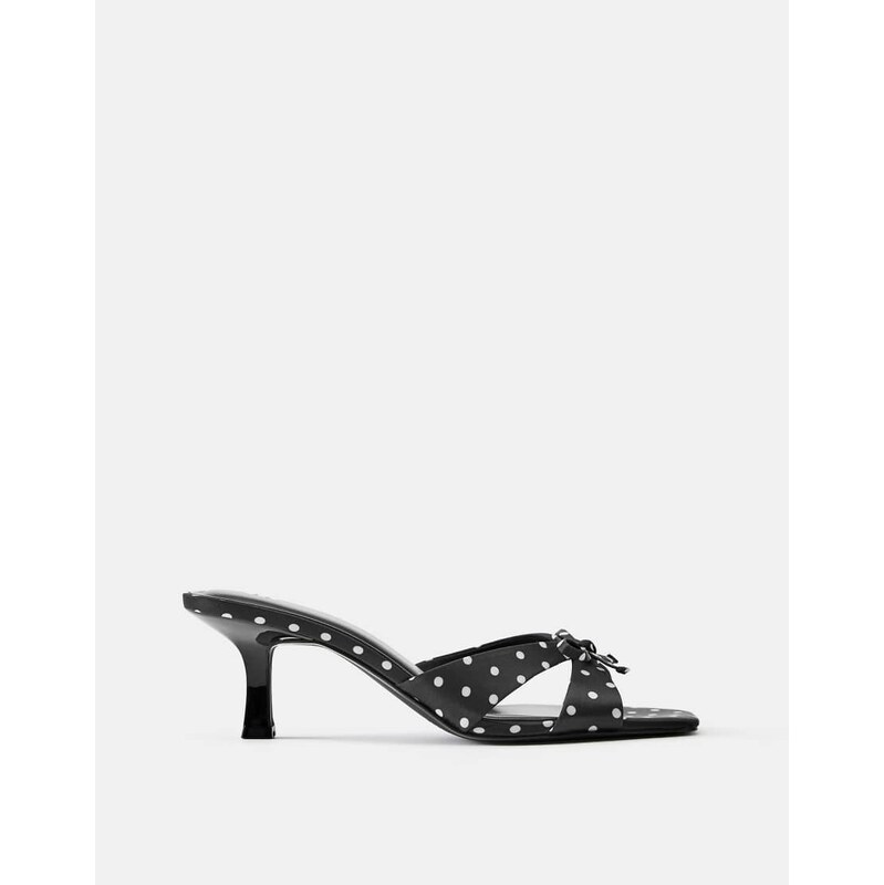 Pull&Bear Polka dot heeled sandals in black
