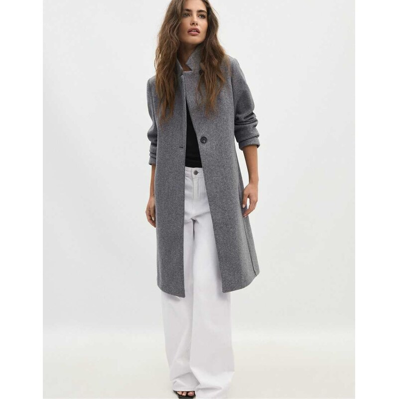 Stradivarius Basic soft-touch coat in dark grey