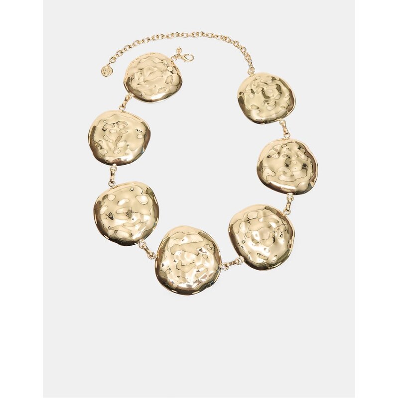 Stradivarius Large circle metal belt in gold-Yellow