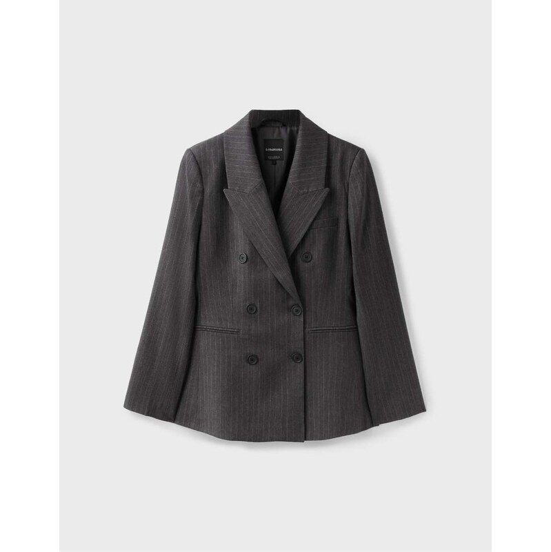 Stradivarius Fitted striped buttoned blazer in grey
