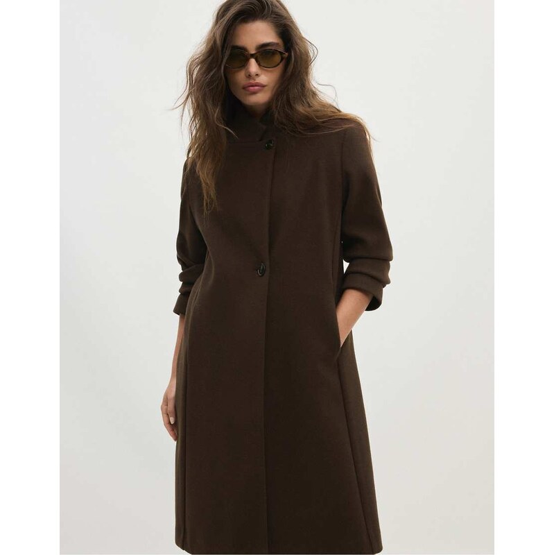 Stradivarius Basic soft-touch coat in brown