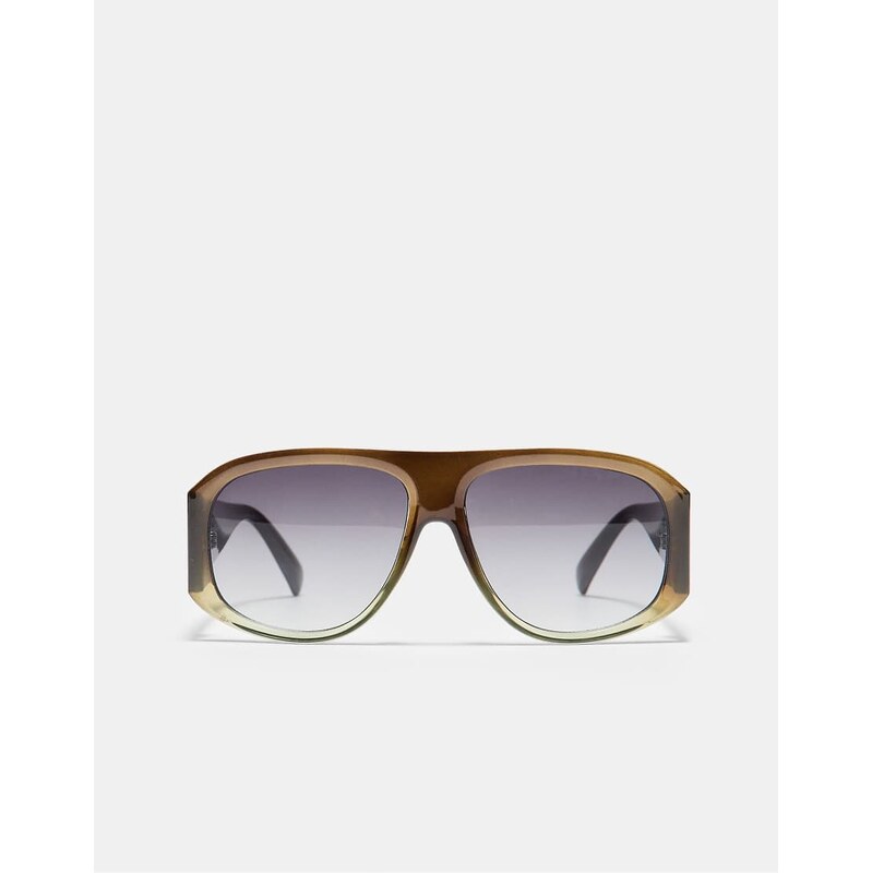 Stradivarius Gradient resin sunglasses in khaki-Green