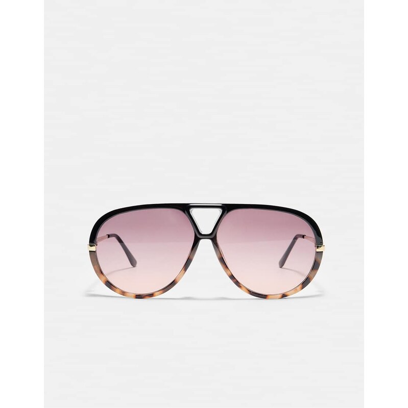 Stradivarius Combi aviator sunglasses in brown
