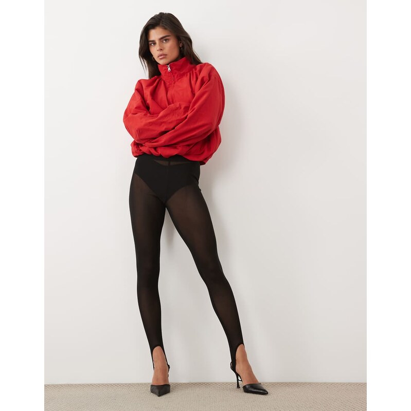 ASOS DESIGN mesh stirrup leggings in black