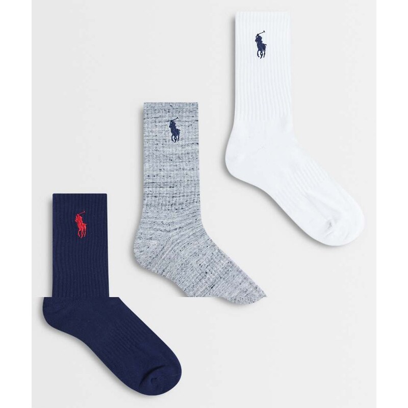 Polo Ralph Lauren large icon logo 3 pack crew socks in navy,