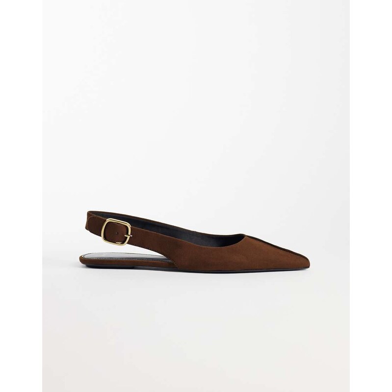 Mango flat slingback shoe in chocolate-Brown