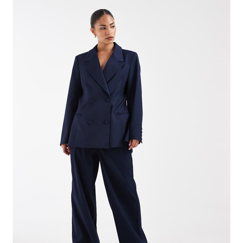 Vero Moda Petite wide leg tailored trouser co-ord in navy
