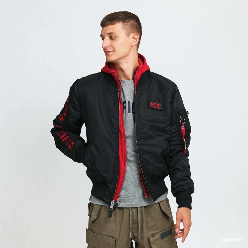 Bunda Alpha Industries MA-1 D-Tec Sleeve Embroidery Black/ Red