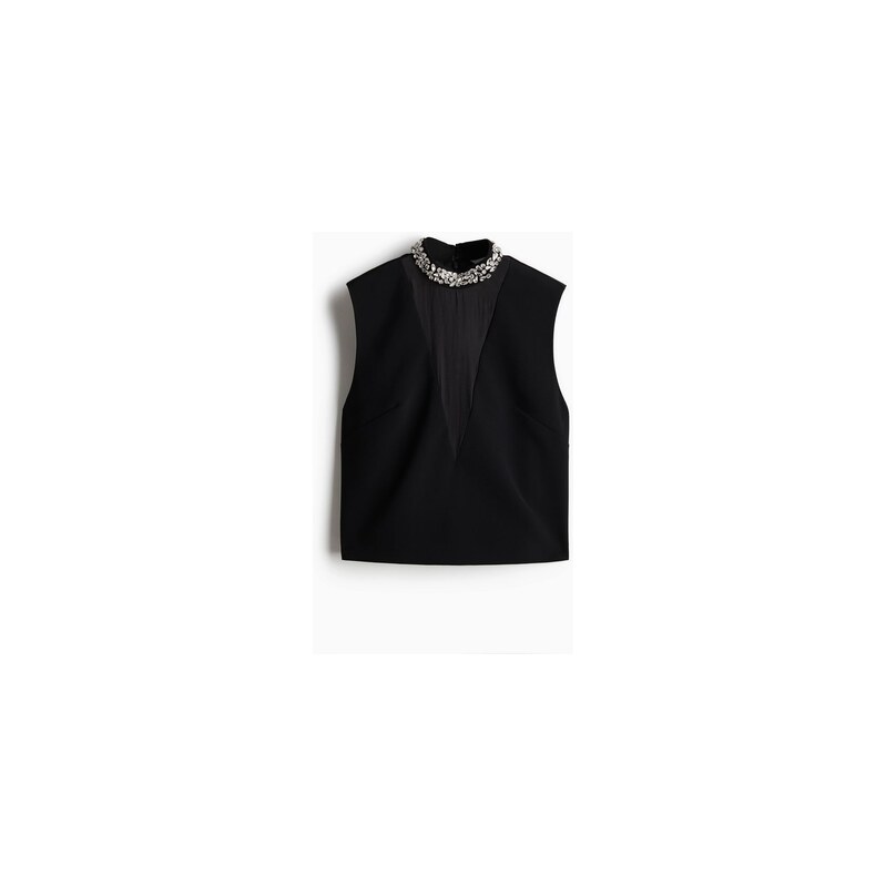 H&M - Top zdobený štrasem - Černá