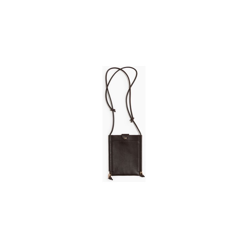 H&M - Kožená taštička crossbody - Tmavě Hnědá