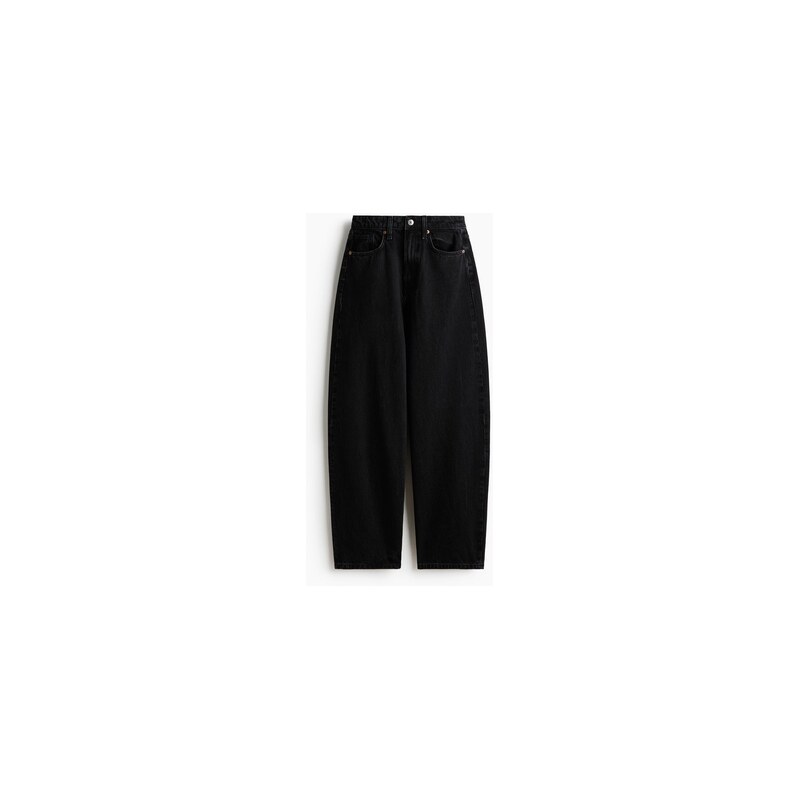 H&M - Barrel High Waist Jeans - Černý Denim