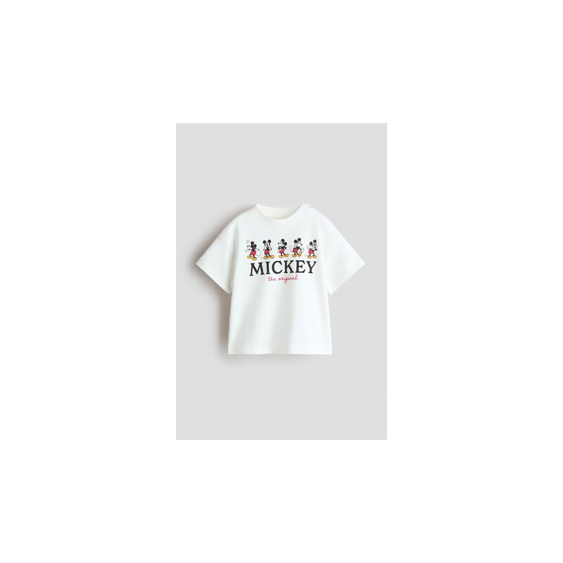 H&M - Bavlněné tričkos potiskem - Bílá/Myšák Mickey