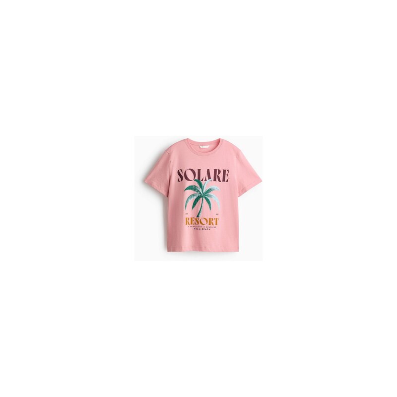 H&M - Tričkos potiskem - Tlumená Růžová/Solare
