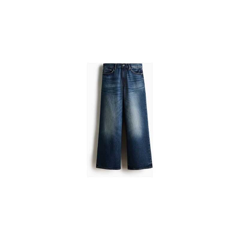 H&M - Wide Jeans - Tmavý Denim Blue
