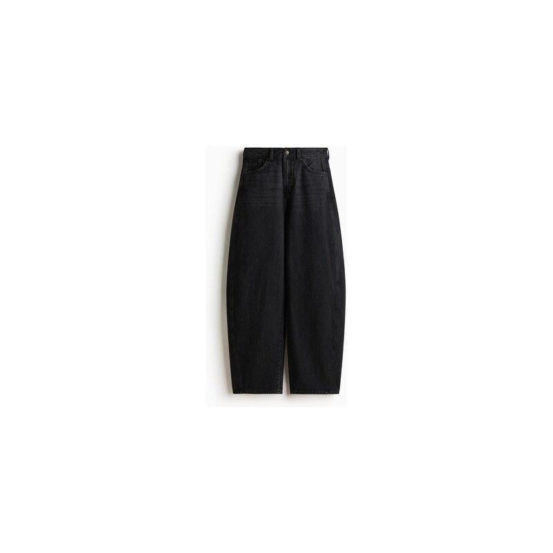 H&M - Barrel High Waist Jeans - Černá