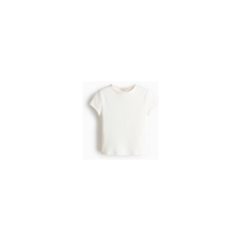 H&M - Žebrované tričko - Krémová