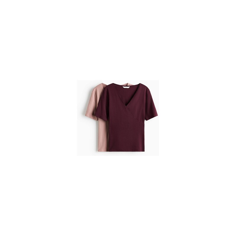 H&M - MAMA Top na kojení 2 kusy - Světle Růžová/Vínová