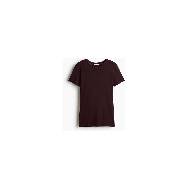 H&M - Tričko z hedvábné směsi - Tmavě Hnědá