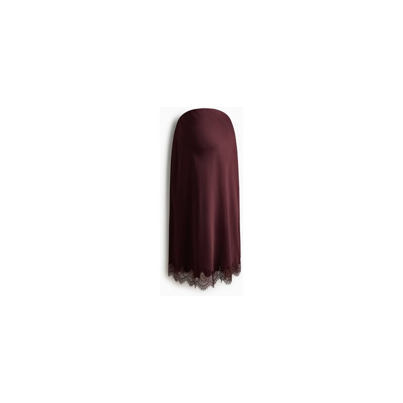 H&M - MAMA Splývavá sukně s krajkovým lemem - Vínová